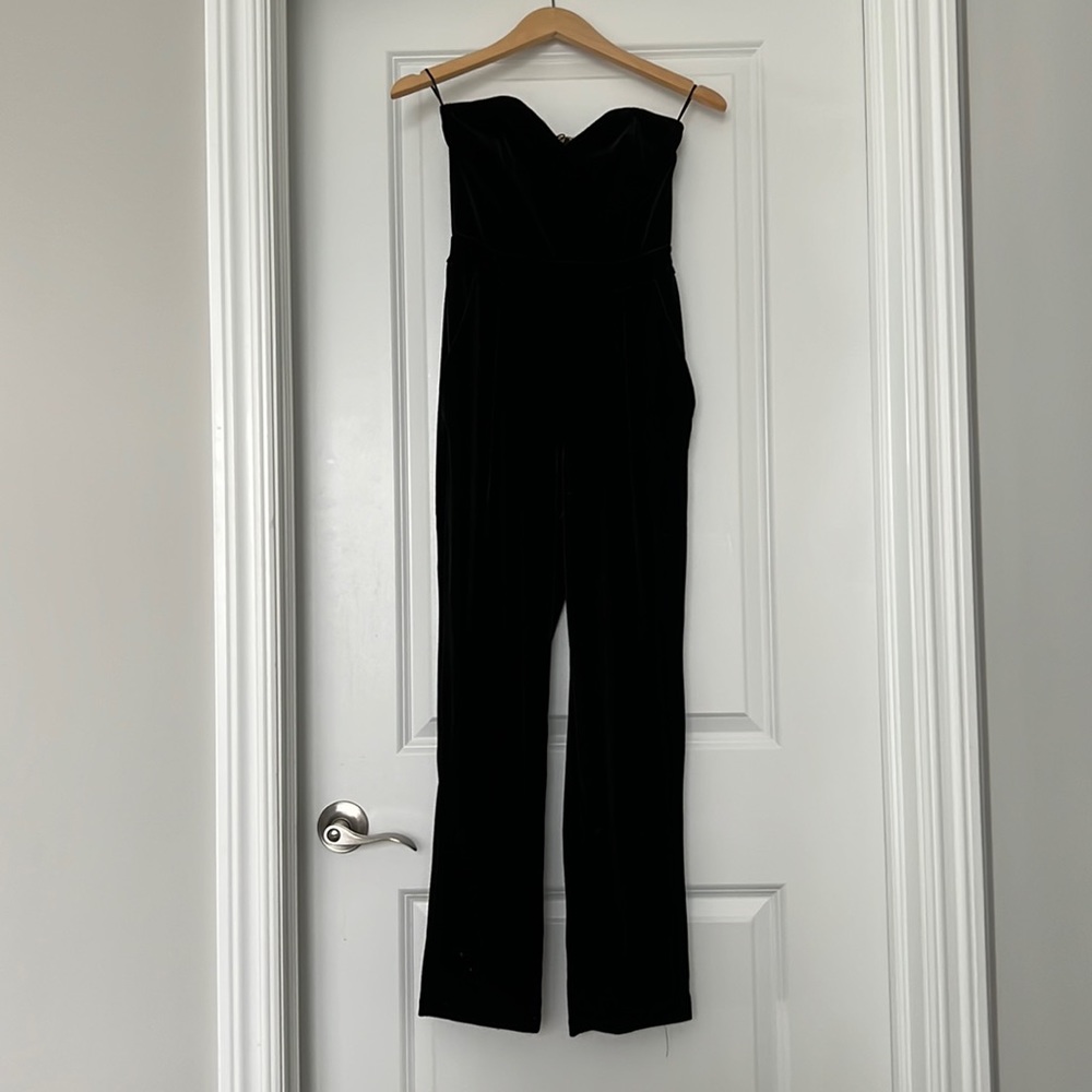 Express strapless velvet jumpsuit